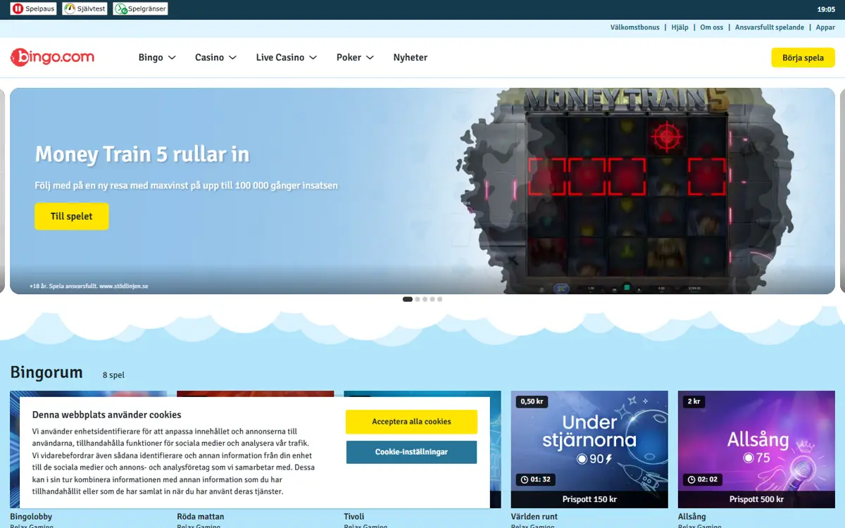 Startsidan hos Bingo.com