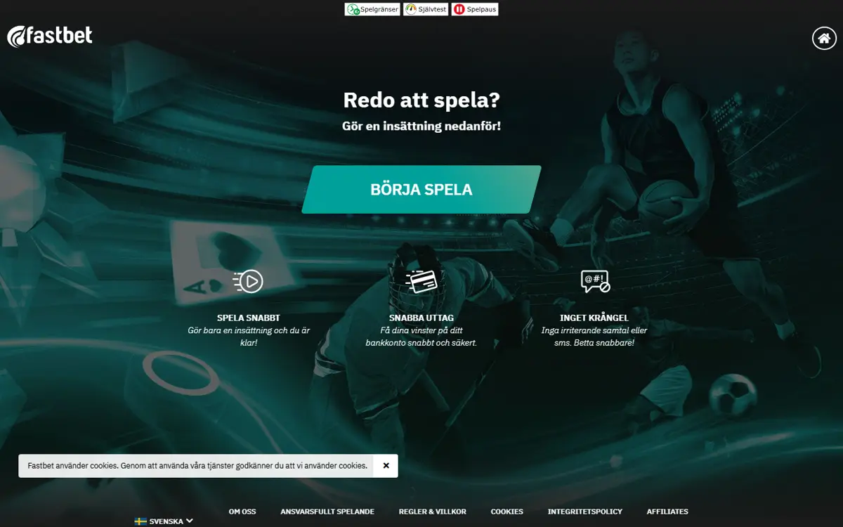 Startsidan hos Fastbet