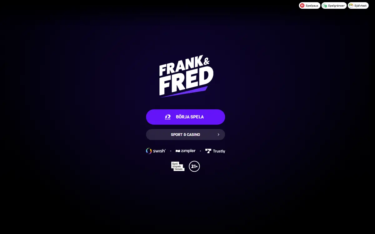 Startsidan hos Frank & Fred