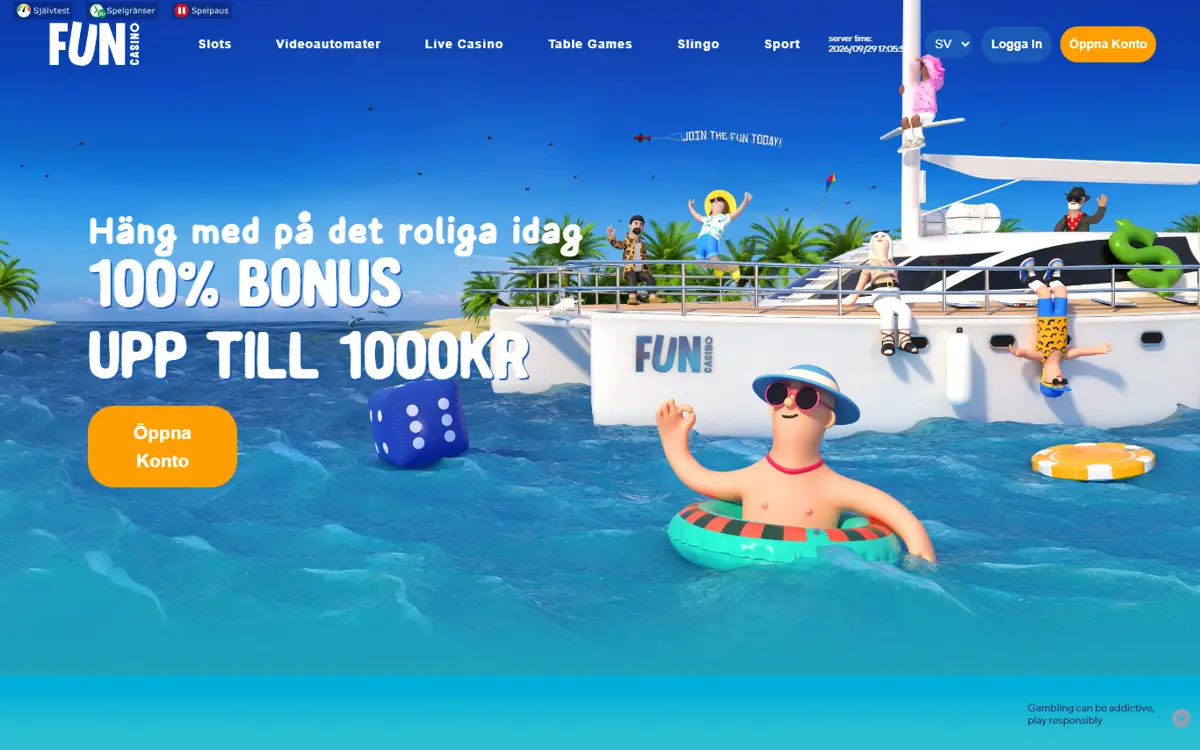 Startsidan hos Fun Casino