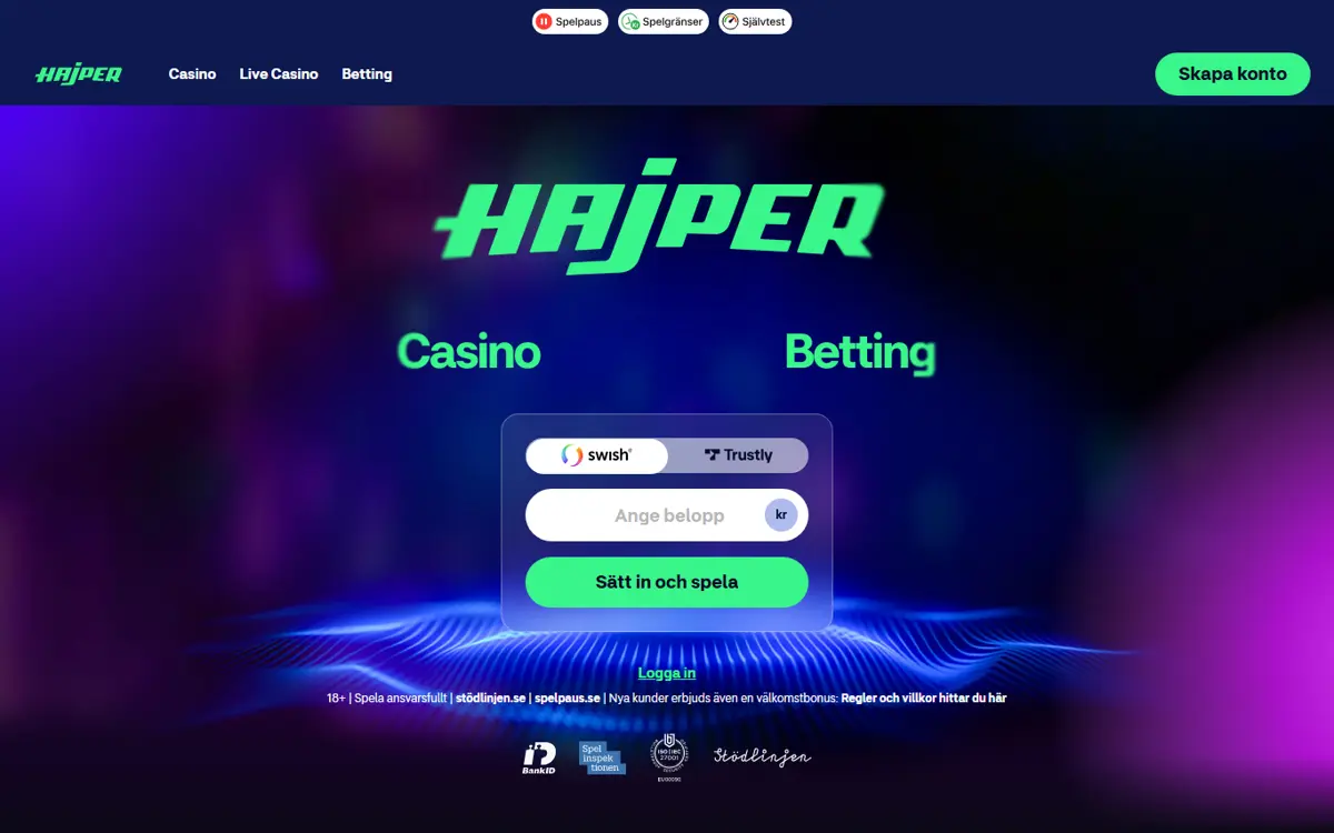 Startsidan hos Hajper