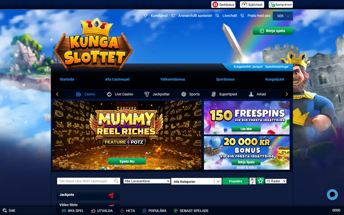 Startsidan hos Kungaslottet
