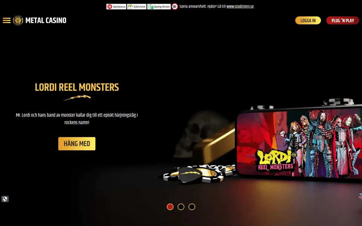 Startsidan hos Metal Casino