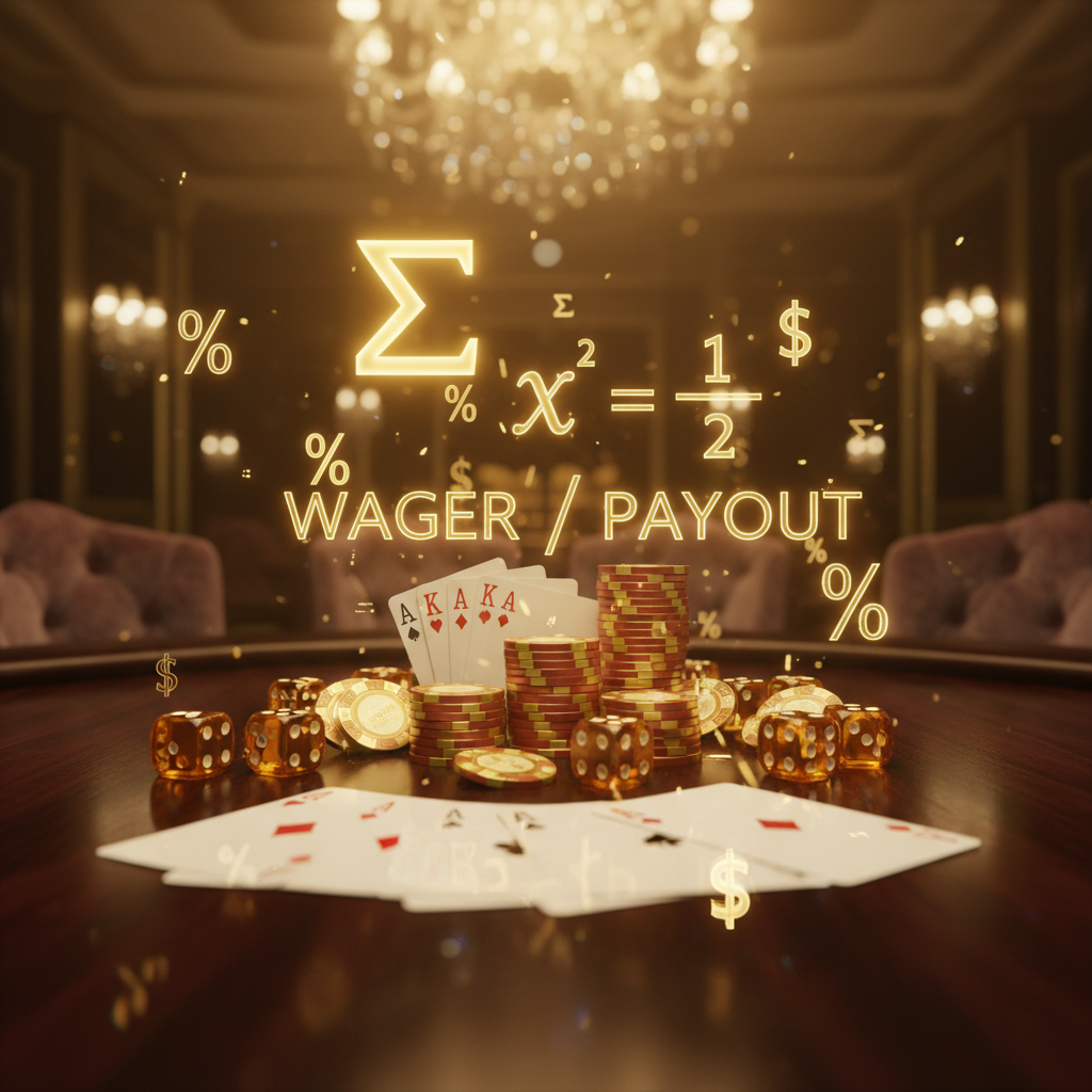 Omsättningskrav koncept med tärningar och kort på casinobord